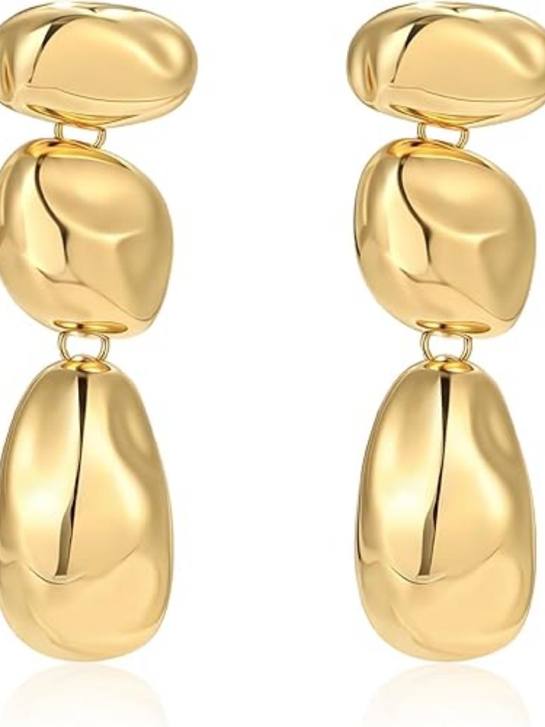 Chunky Two-Tone Statement Earrings Gold & Silver Stainless Steel